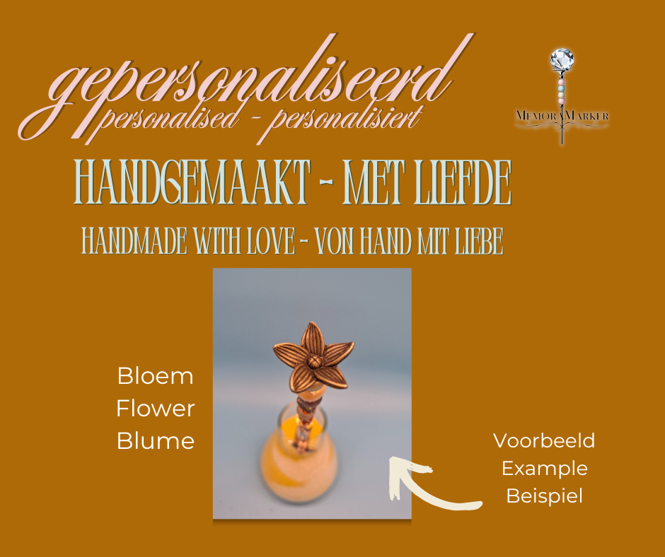 Gepersonaliseerde MemoraMarker - 25 cm M - bronzen bloem